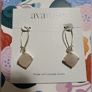 Avarose dangling earrings. Blush rose stone color